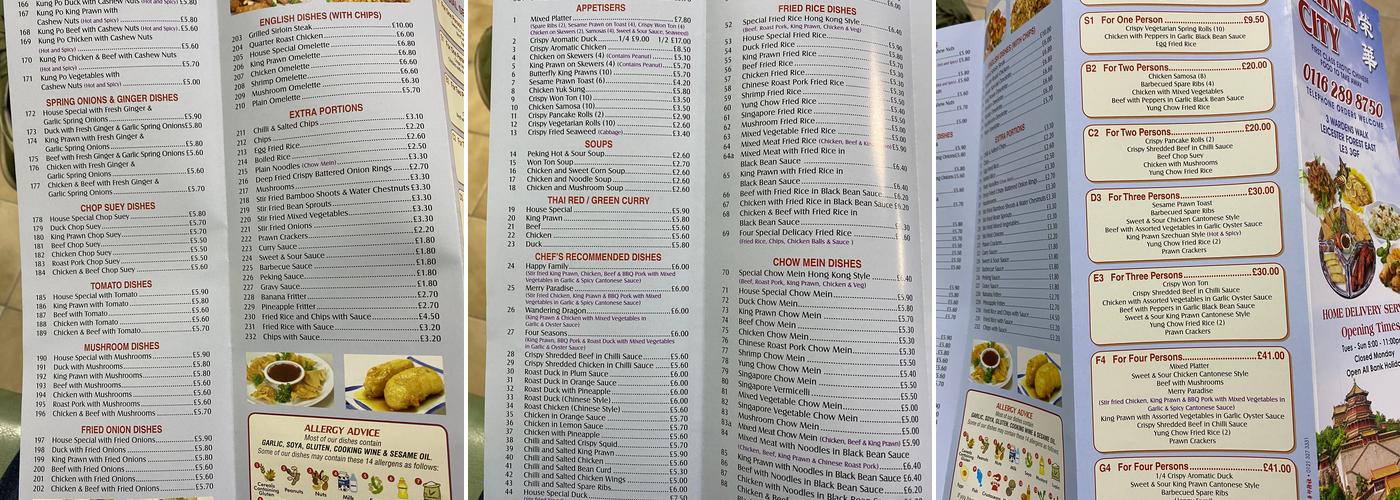 China City Menu