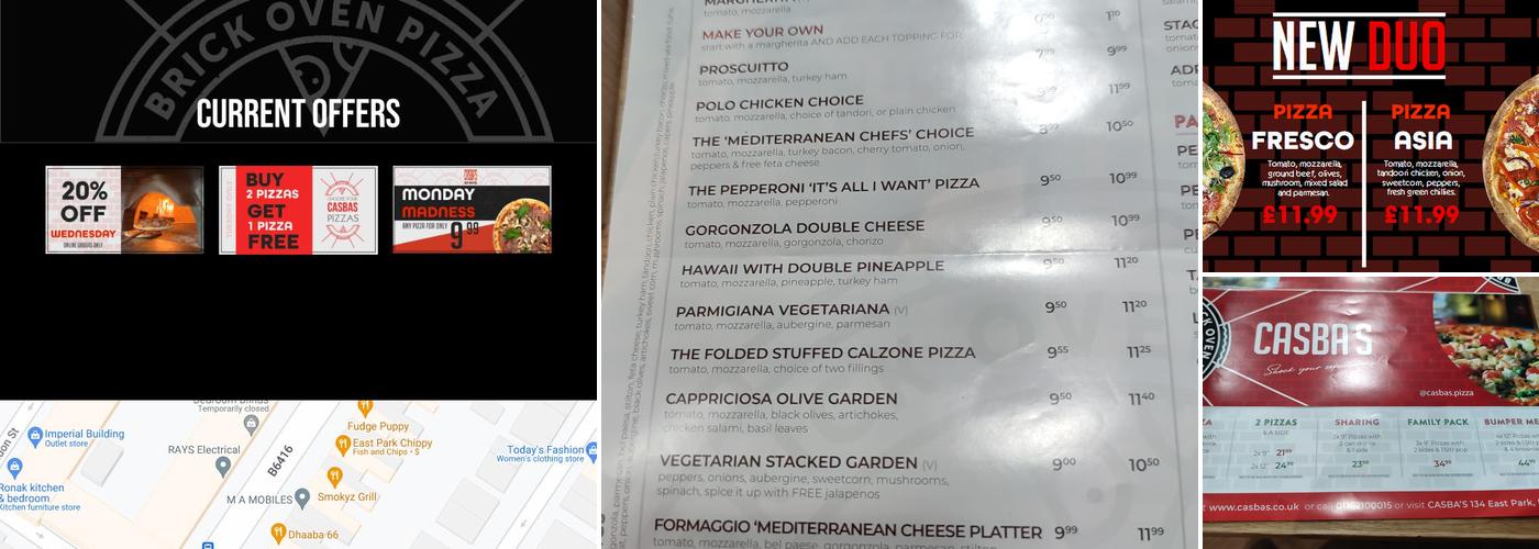 Casba's pizza Menu