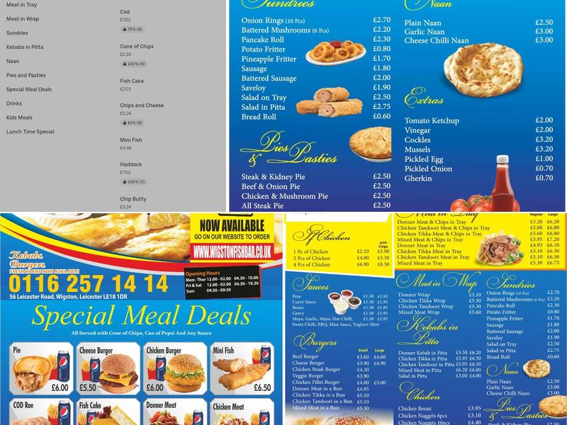 Wigston Fish Bar Menu