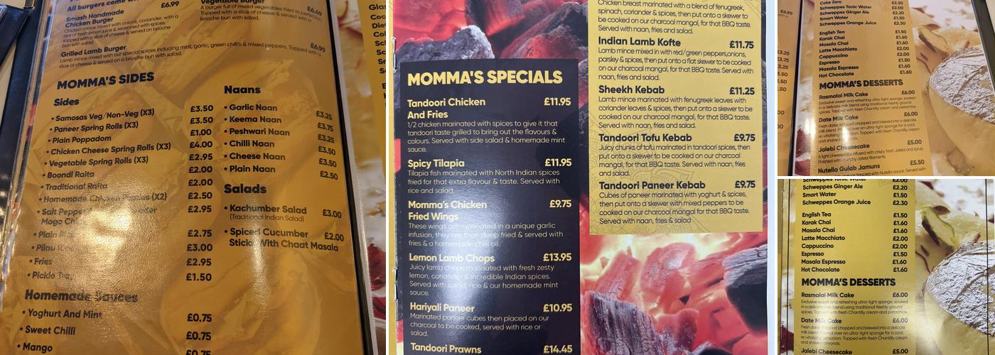 Momma’s Kitchen Menu
