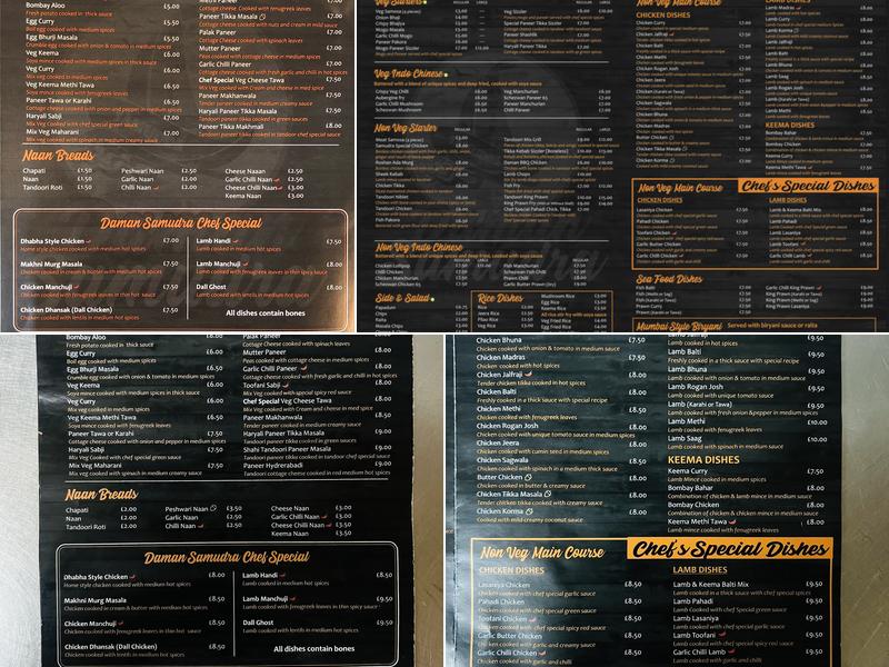 Daman Samudra Restaurant Menu