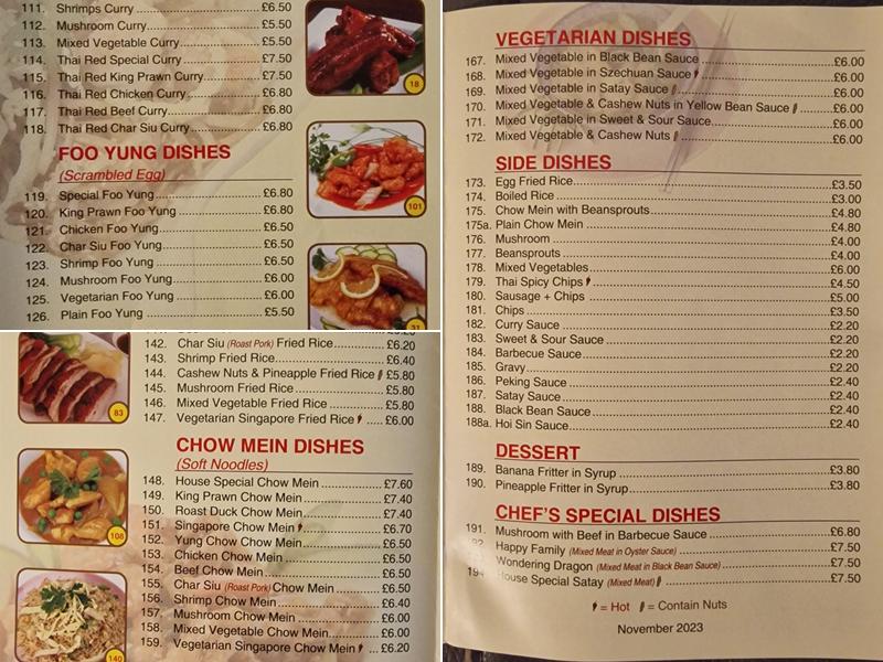 Markfield Inn Chinese Takeaway Menu