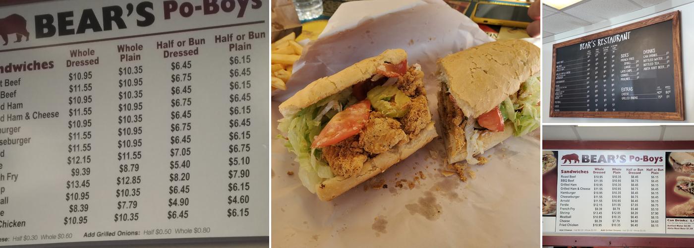 Bear's Restaurant Menu