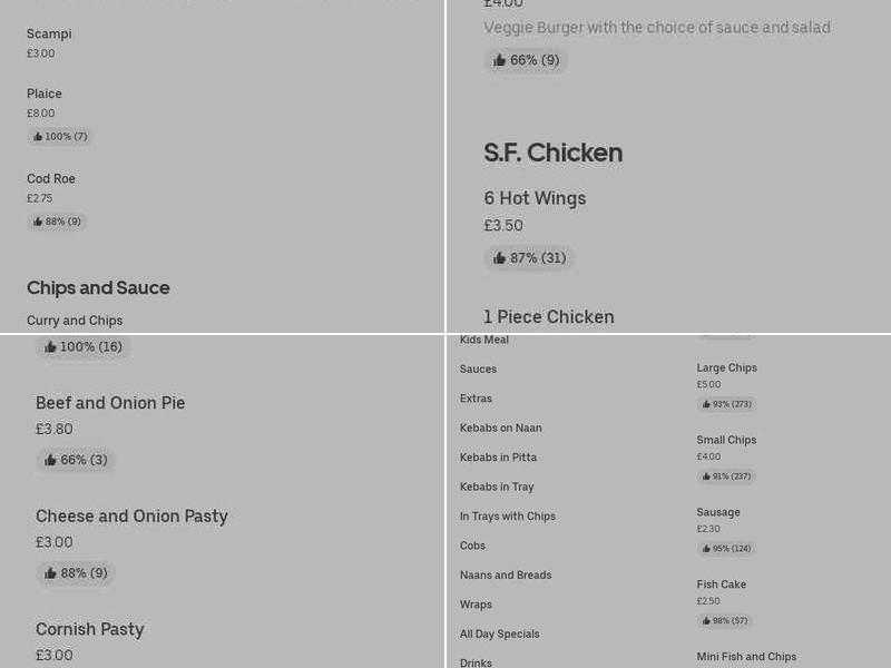 Blue Ocean Chippy Menu