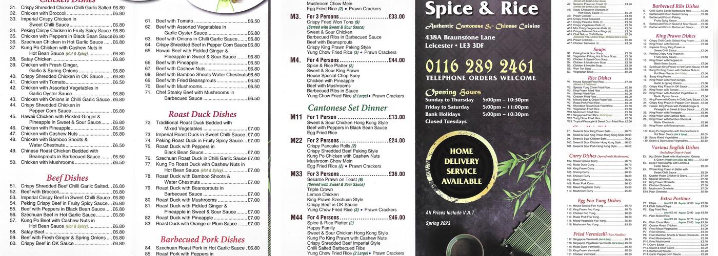 Spice & Rice Menu