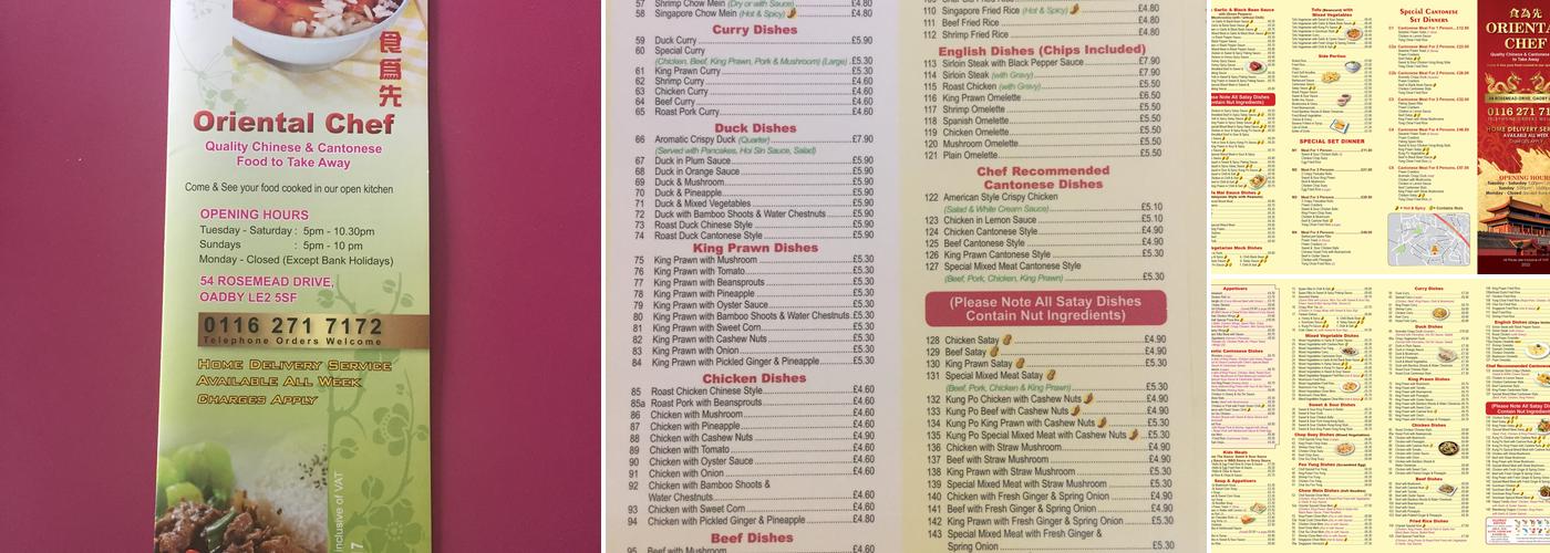 Oriental Chef Menu