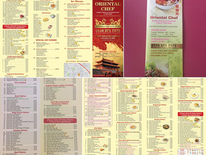 Oriental Chef Menu