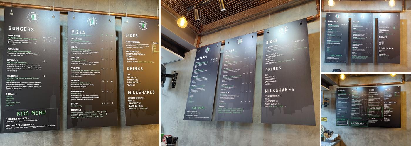 Dwntwn Pizza & Burger Menu