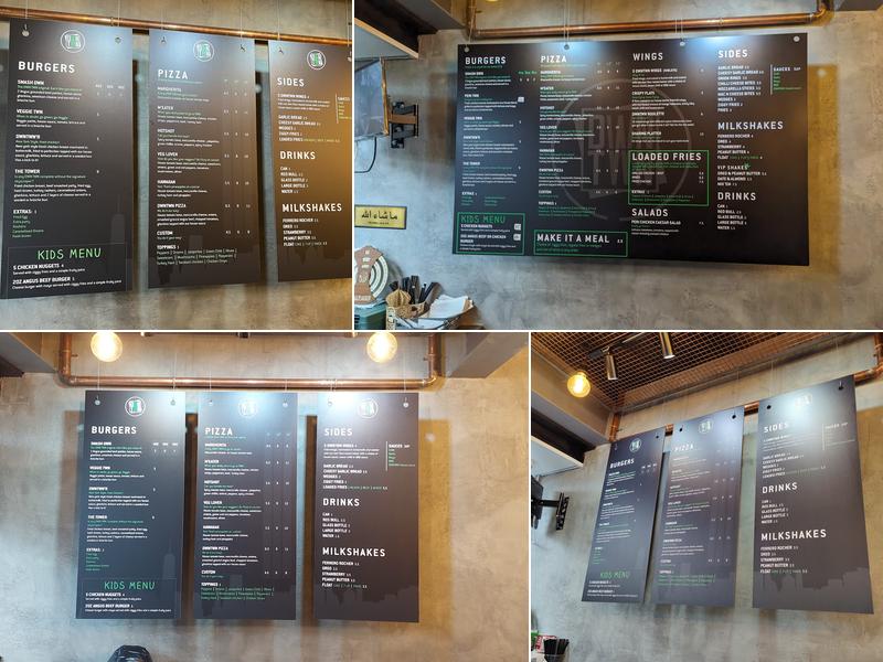 Dwntwn Pizza & Burger Menu