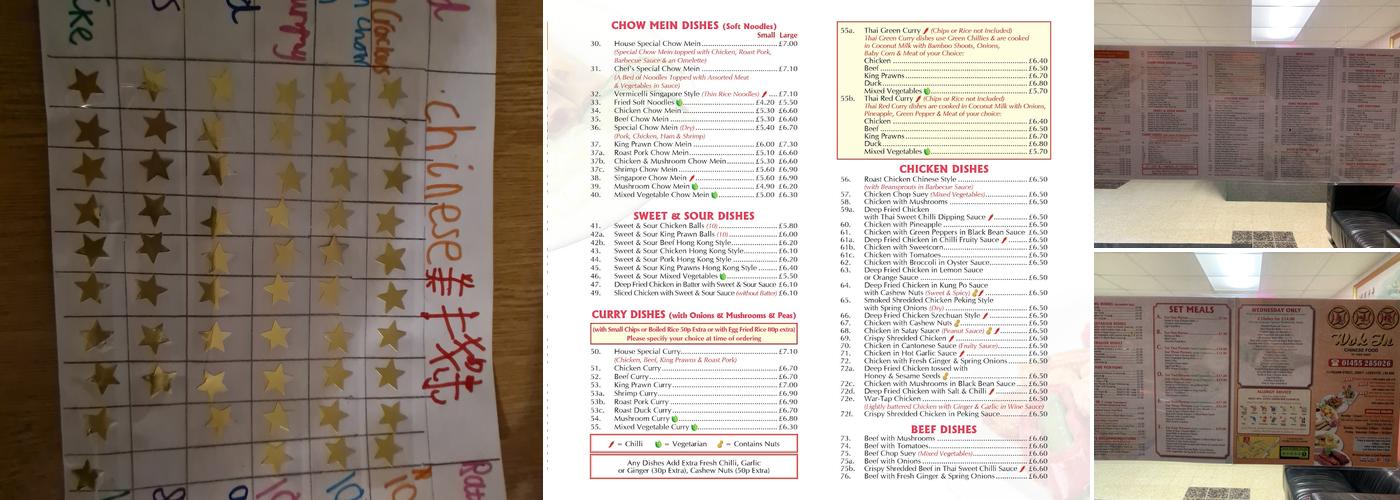Wok In croft chinese take away Menu