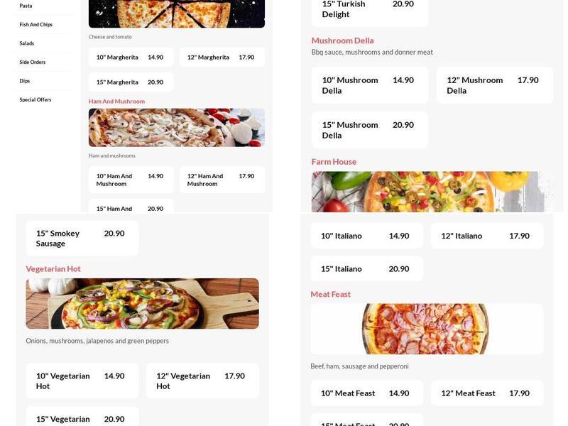 City Pizza Menu