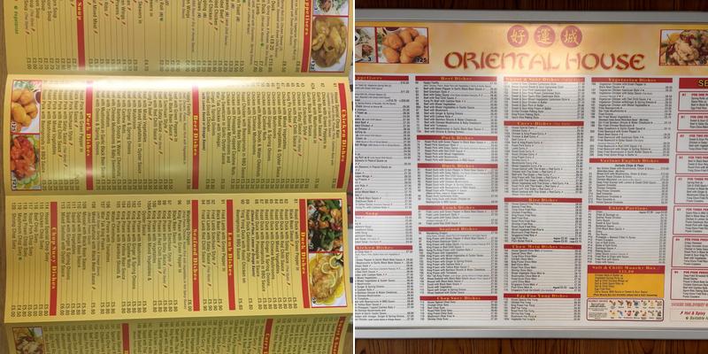 Oriental House Menu