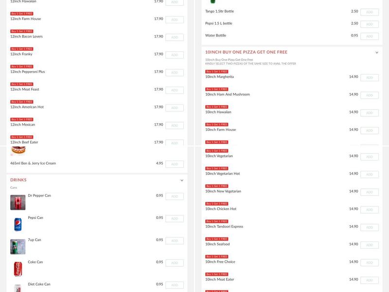 Queens Chicken And Pizza Menu