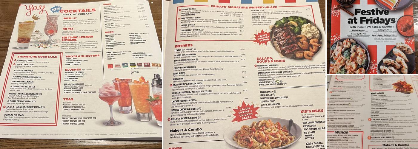 TGI Fridays Menu