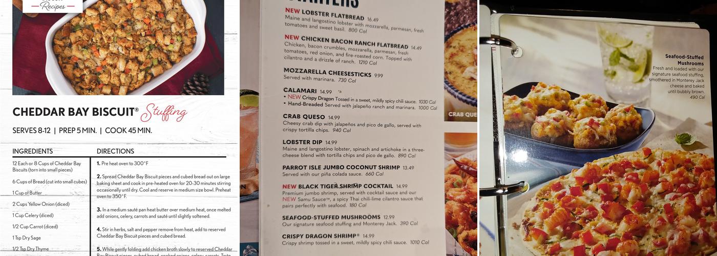 Red Lobster Menu