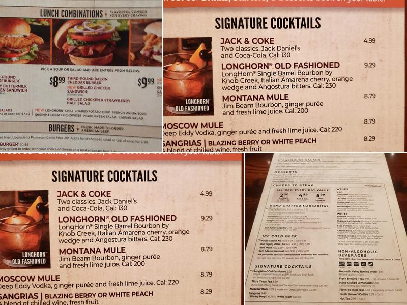 LongHorn Steakhouse Menu