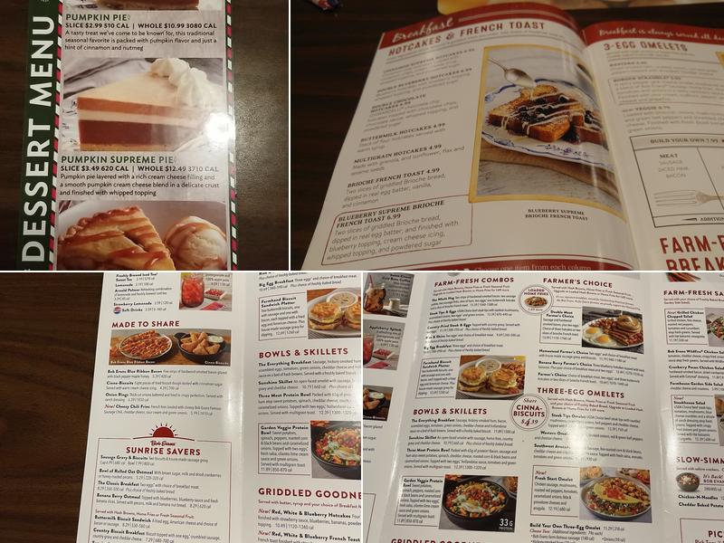 Bob Evans Menu