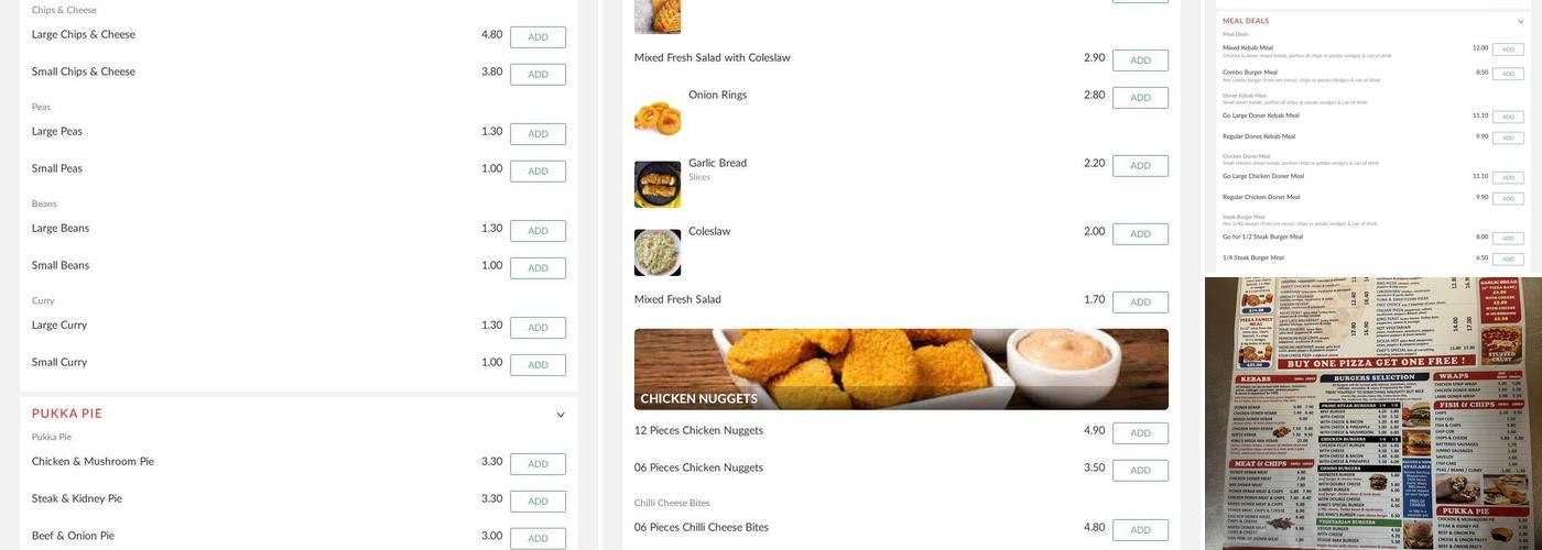 Kings Pizza & Fish Bar Menu