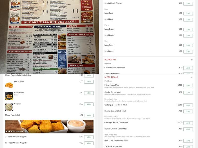 Kings Pizza & Fish Bar Menu