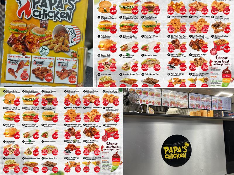 Paa’s Chicken Leicester Menu