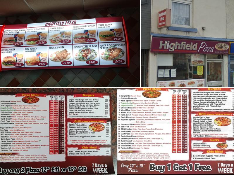 HighFields Pizza Menu