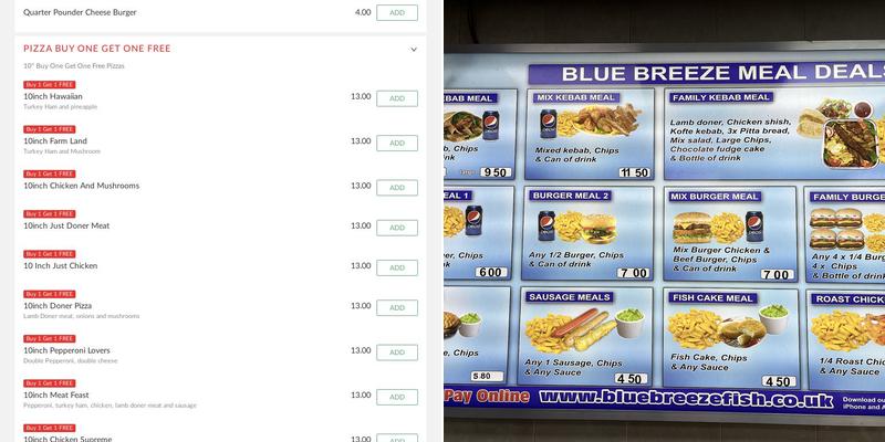 The Blue Breeze Fish Bar Menu