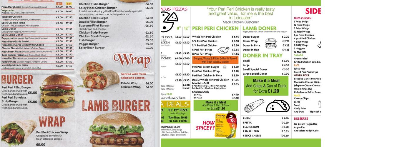 Peri Mack Chicken Menu