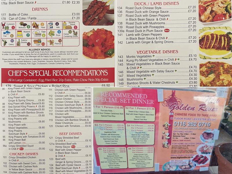 New Golden River Chinese take away Menu