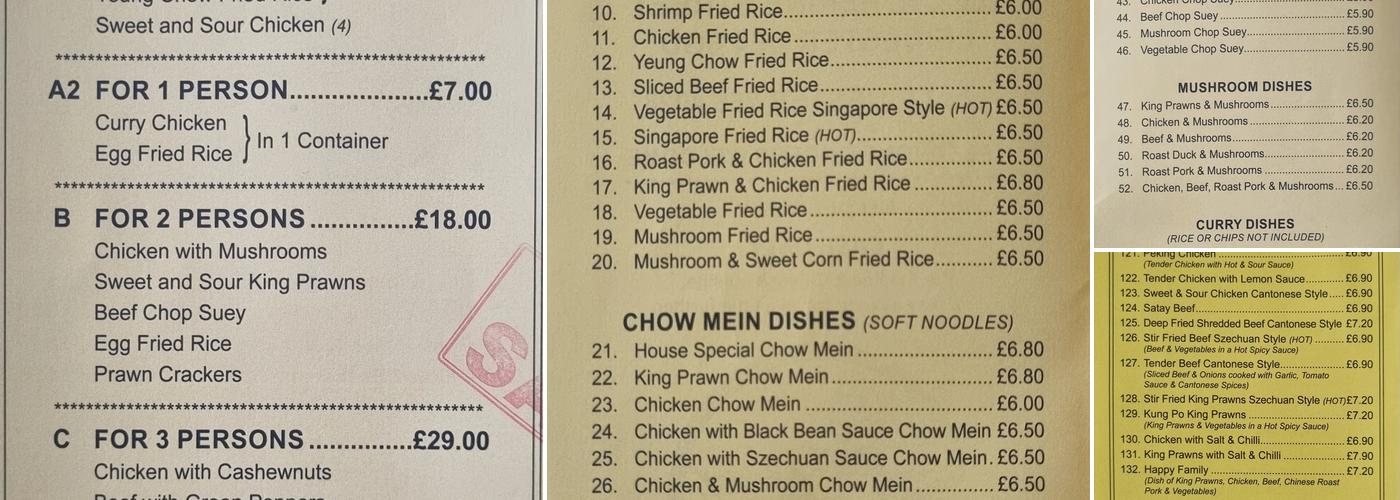 Jasmine Cottage Menu