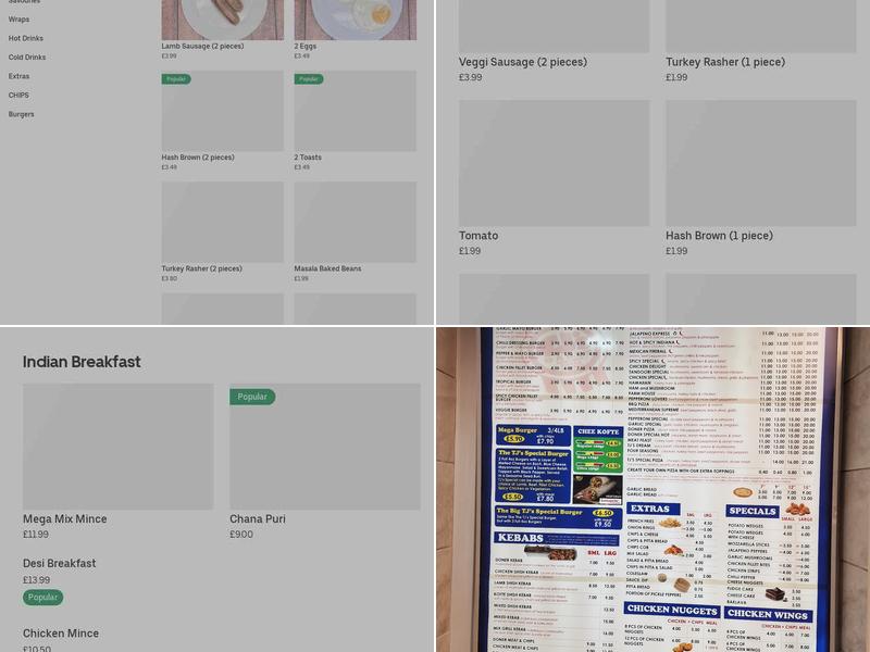 TJ'S Oadby Kebab House (Burger, Pizzas) Menu