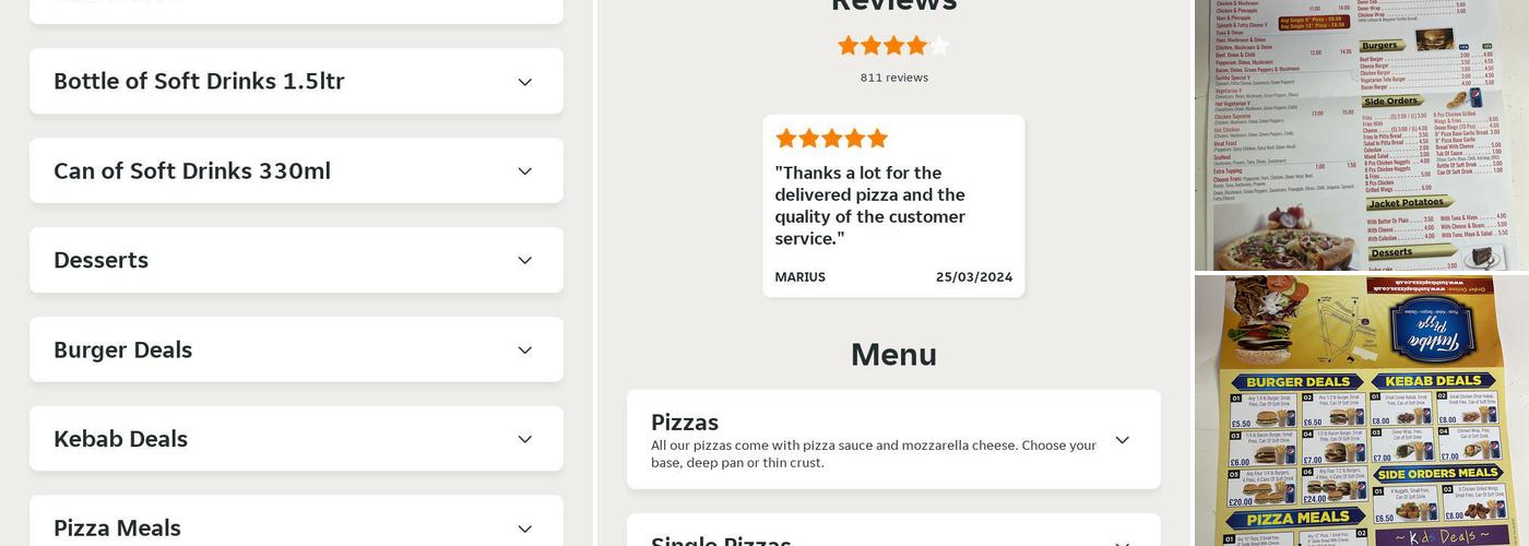 Tushba Pizza Leicester Menu