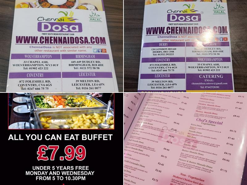 Chennai Dosa Leicester Menu