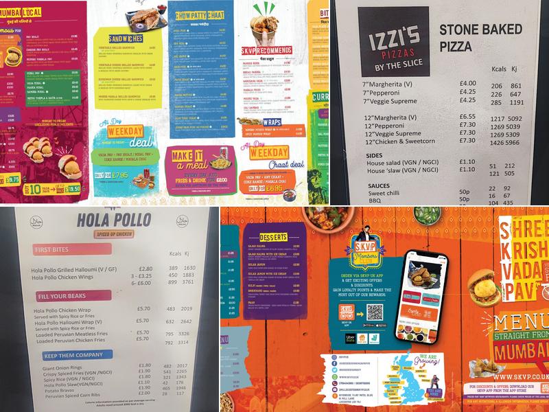 De Montfort University Food Village Menu