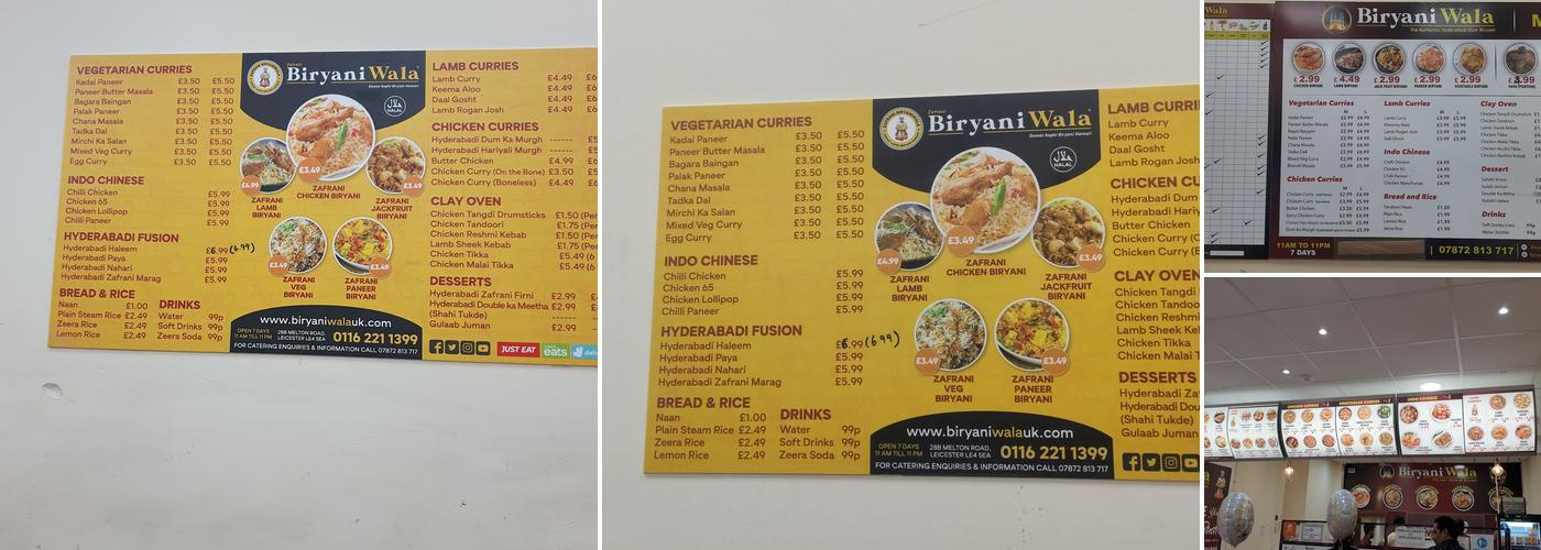 Biryaniwala Menu