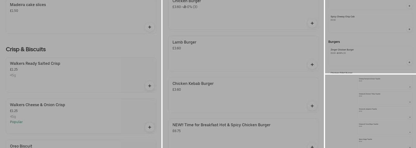 TJ's Burger's Takeaway Menu