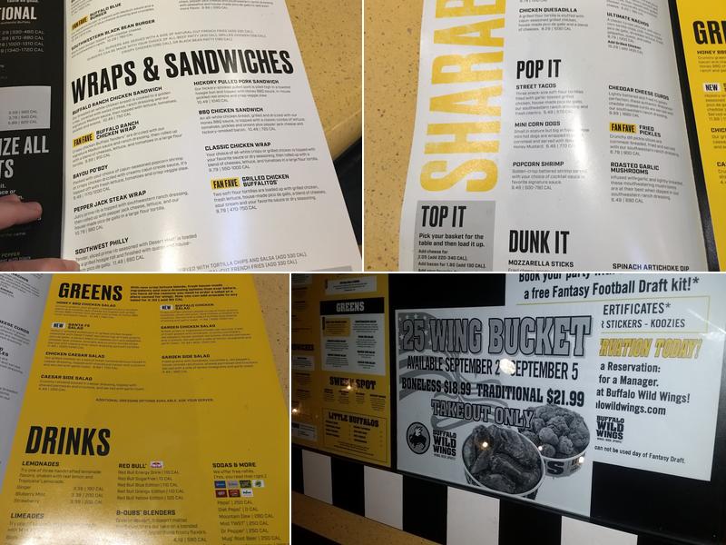 Buffalo Wild Wings Menu