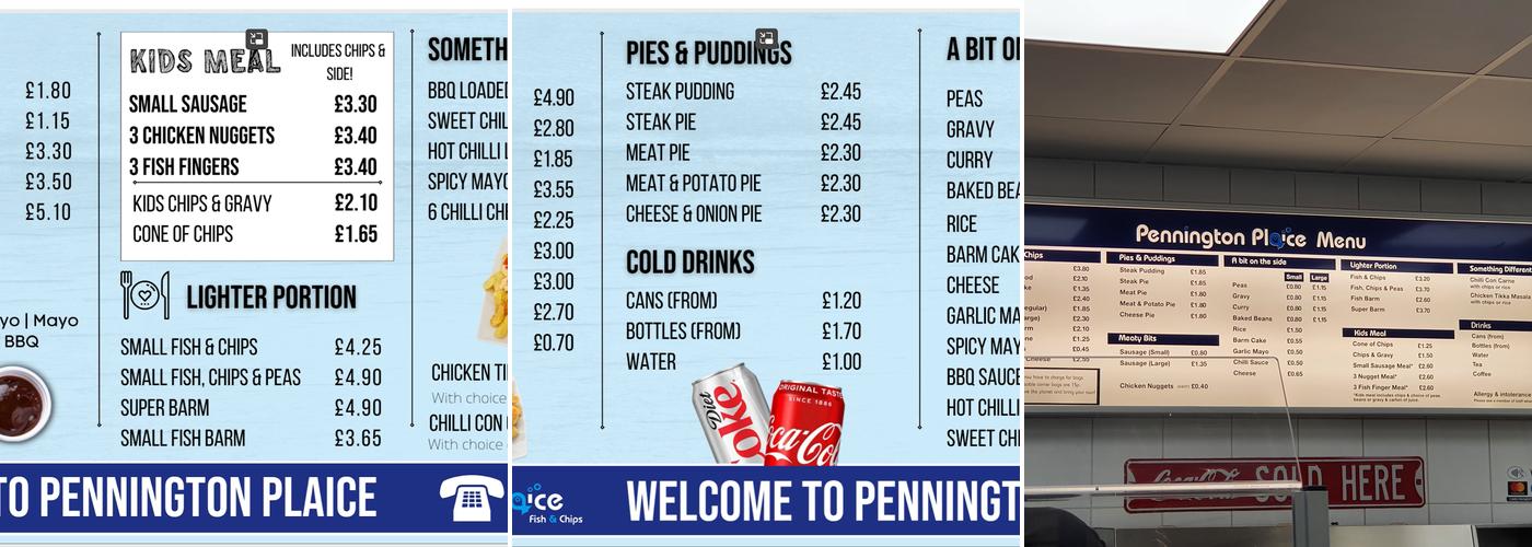 Pennington Plaice Menu