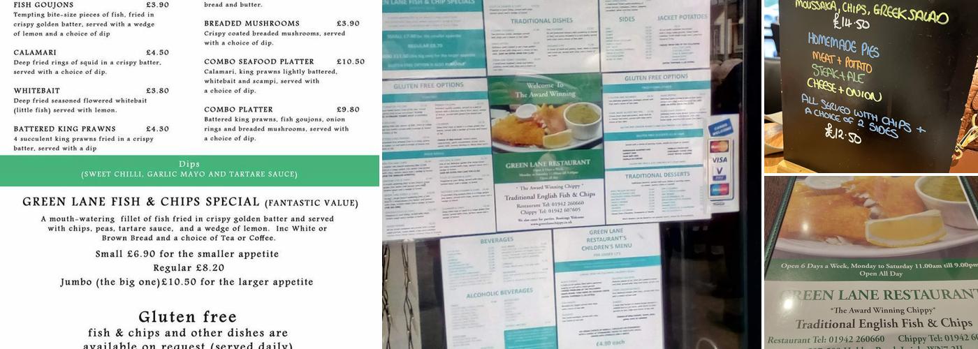 Green Lane Chippy Menu