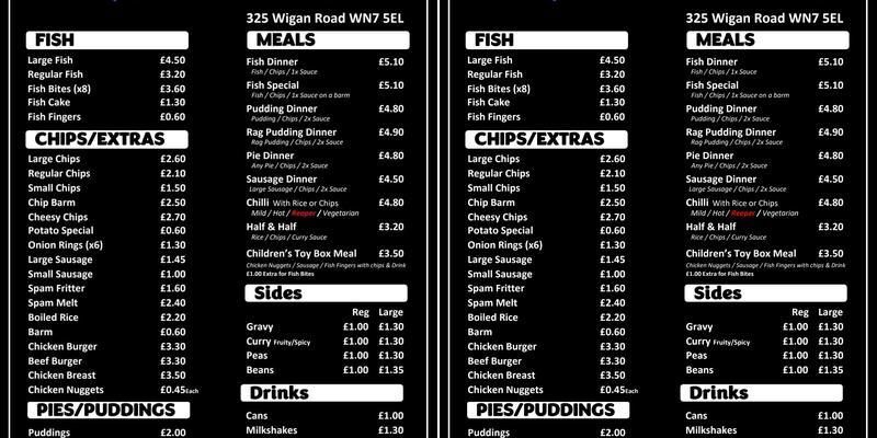 Wigan Road Chippy - English Fish & Chips Menu