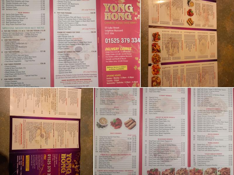 Yong Hong Menu