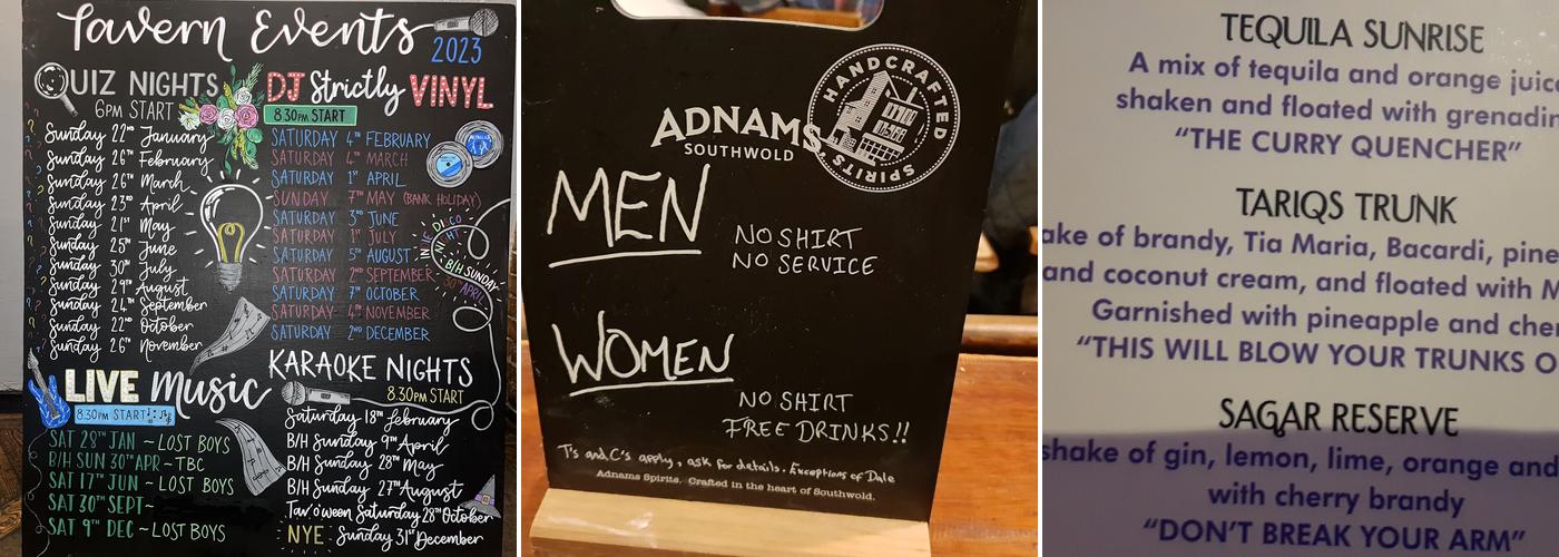 The Arena Tavern Menu