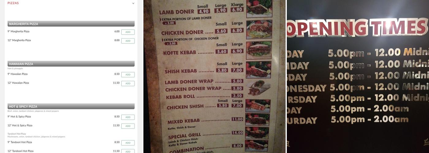 Family pizza kebab house letchworth Menu