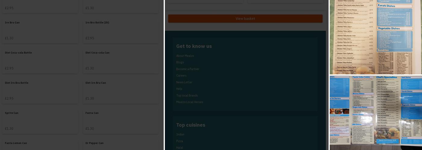 New Indian Express Takeaway Menu