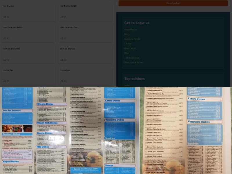 New Indian Express Takeaway Menu