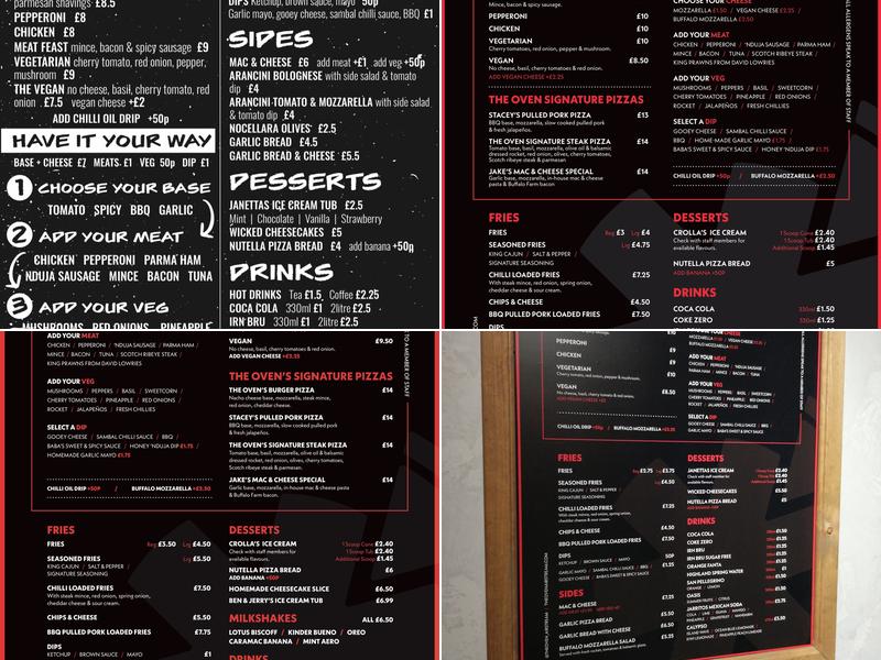 THE OVEN Pizzeria Menu