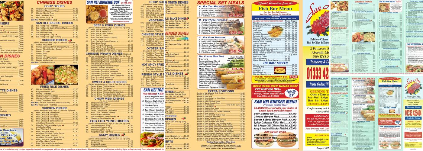 San Hei Menu