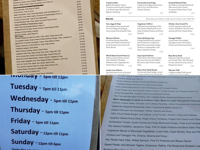 The Snowdrop Inn, Lewes Menu