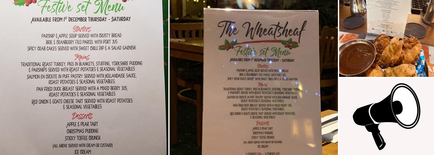 The Wheatsheaf Menu