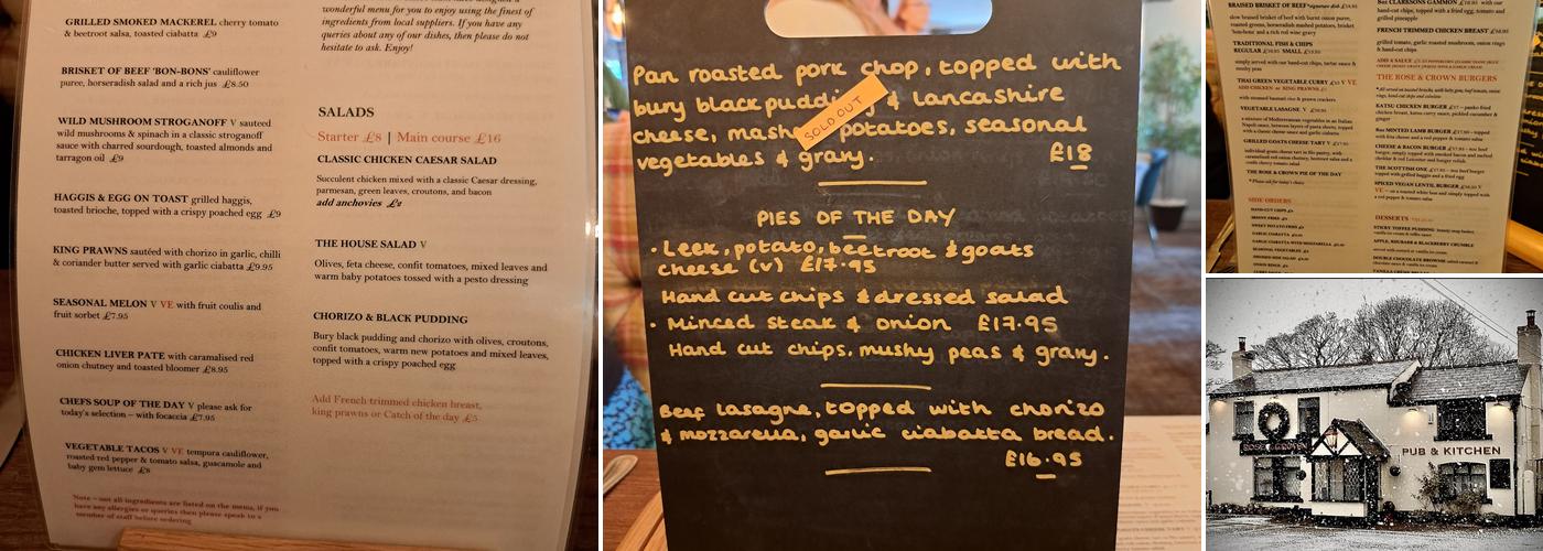 The Rose & Crown Menu