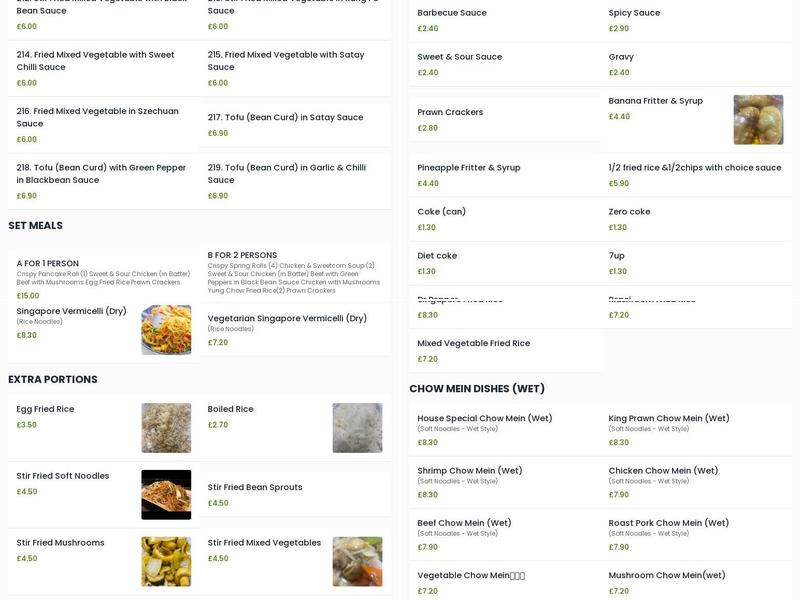 Leyland Chop Suey House Menu